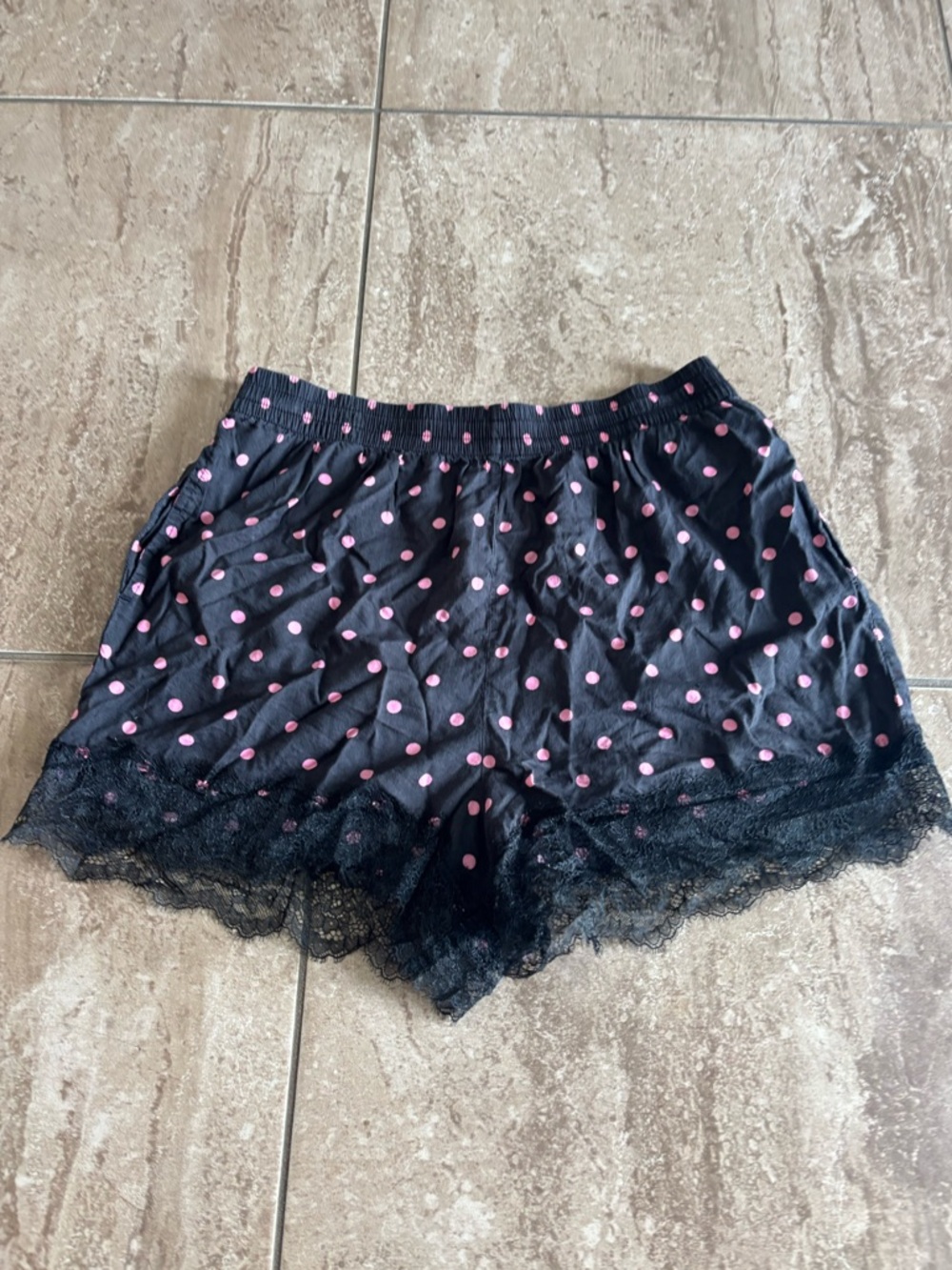 Victoria's Secret pink polka dot lace sleep shorts